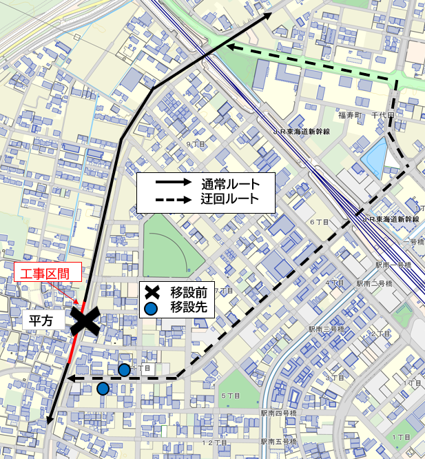 平方迂回地図