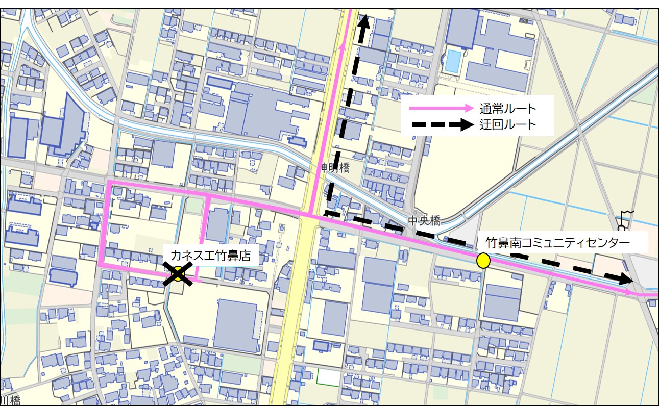 カネスエ竹鼻店迂回路(温泉はしまわる線)