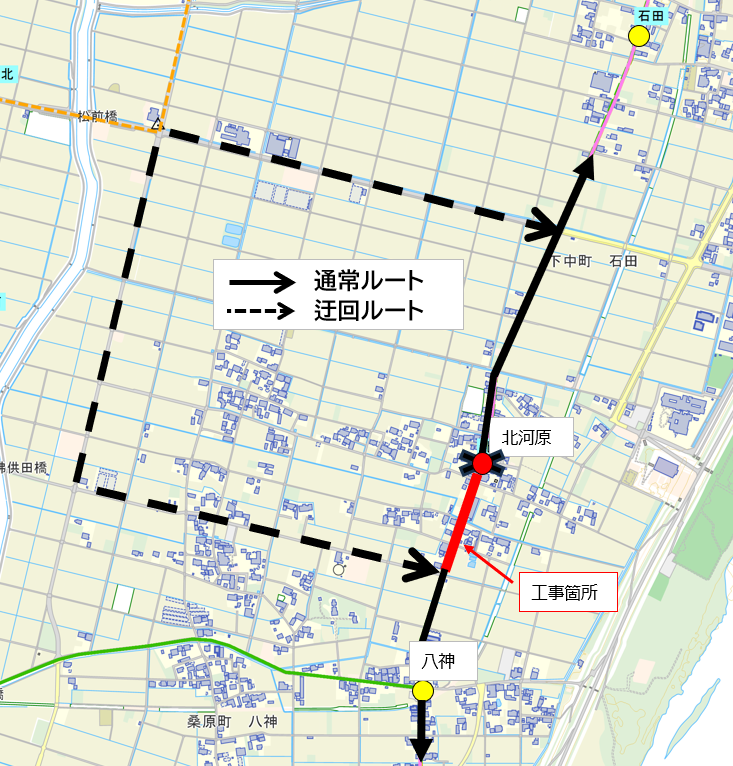 北河原迂回地図