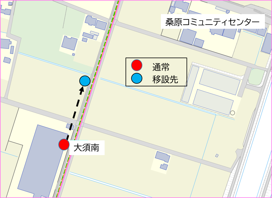 大須南乗降場所変更地図