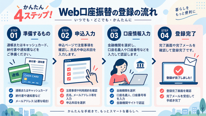 Web口座振替受付サービス
申し込み時の流れ